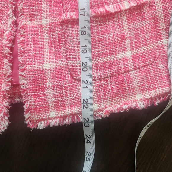 Talbots Twisted Windowpane Pink And White Tweed  Jacket - Picture 11 of 11